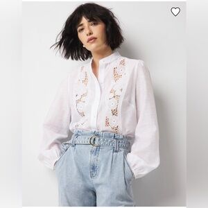 WHBM Floral Cutwork Shirt L